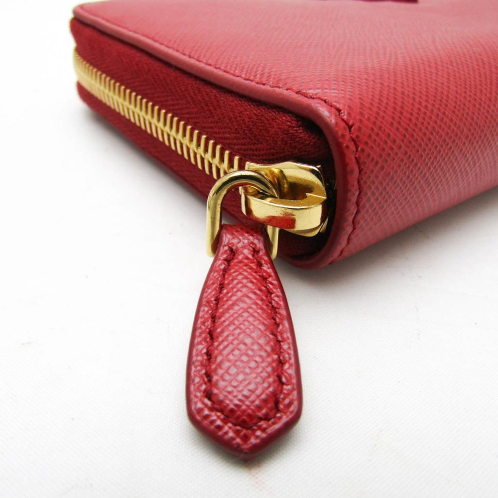 Prada Saffiano SHINE 1ML506 Women's Leather Long Wallet (bi-fold) Red Color - Picture 7 of 11